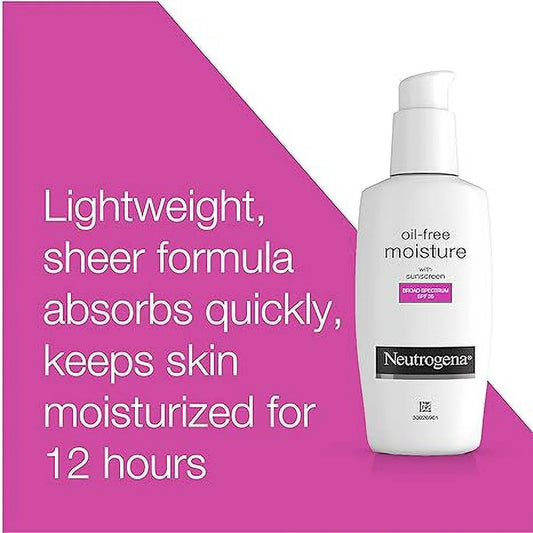 Oil-Free Daily Long Lasting Facial Moisturizer & Neck Cream with SPF 35 Sunscreen & Glycerin, Non-Greasy, Oil-Free & Non-Comedogenic Face Moisturizer, 2.5 Fl. Oz