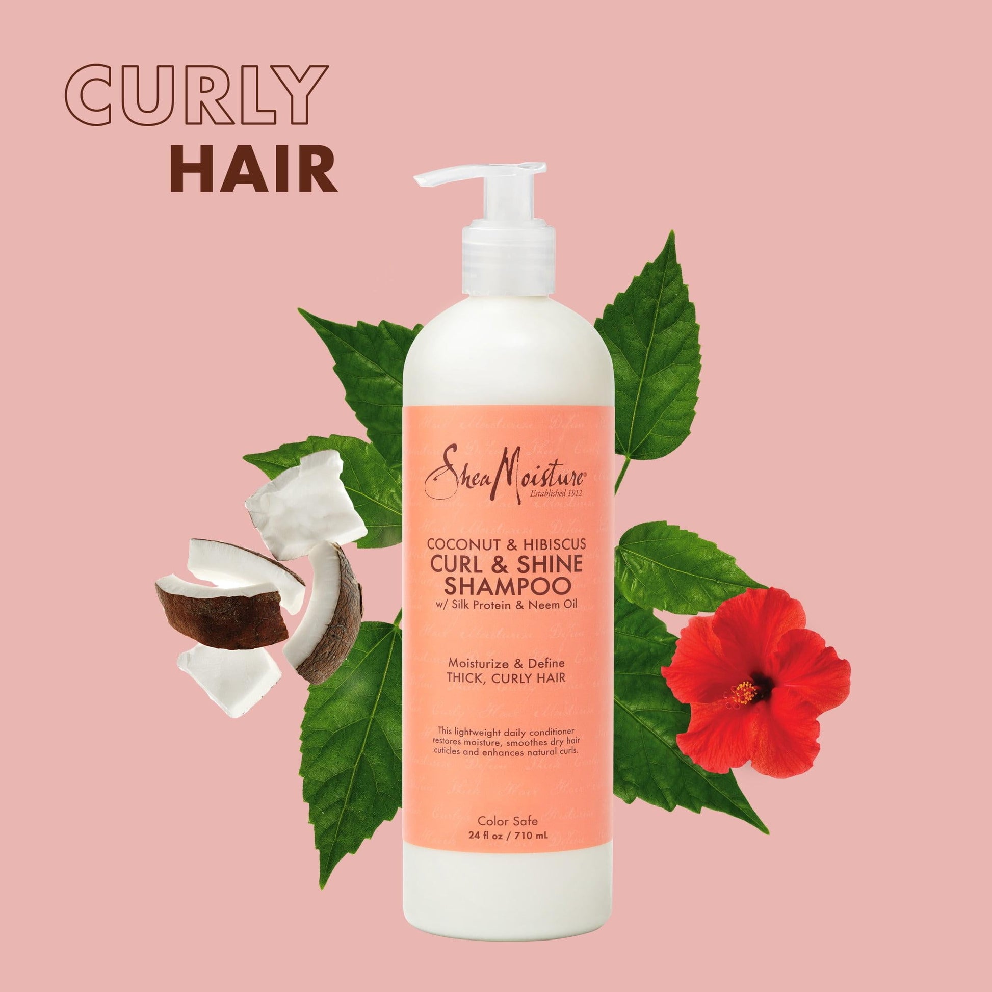 Curl and Shine Daily Shampoo, Coconut and Hibiscus, 24 Fl Oz