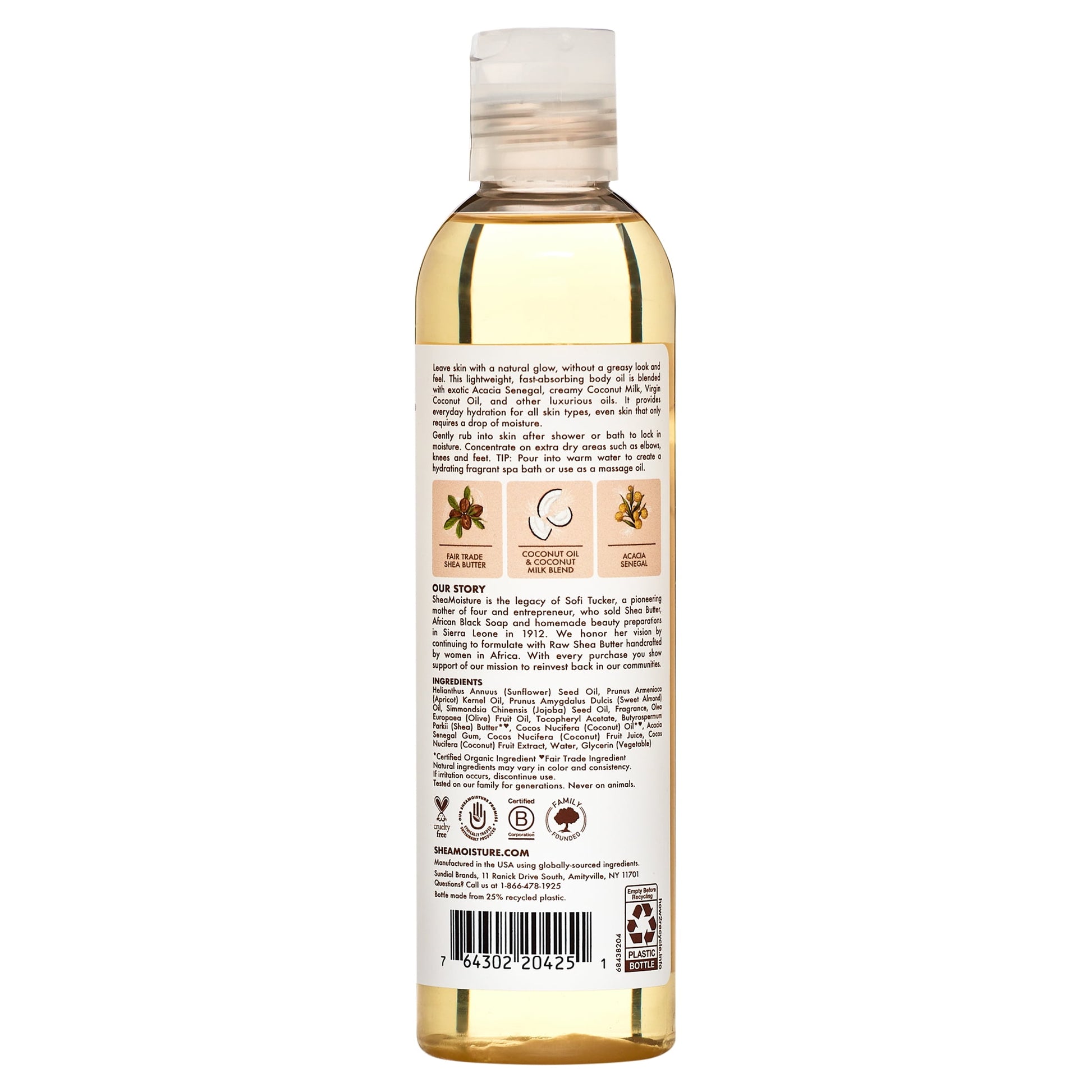 Daily Hydration Body Oil Virgin Coconut Oil for Dry Skin, 8 Oz