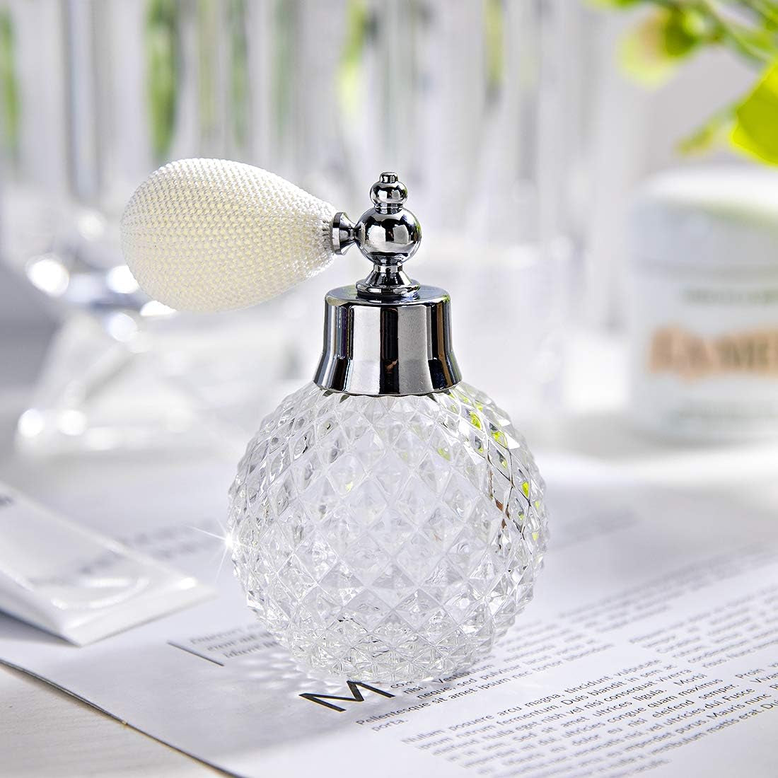 H&D Empty Crystal Vintage Perfume Replacement Spray Bottle Atomizer Luxury Series (Clear)