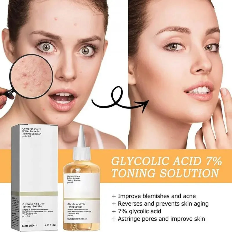 Glycolic Acid 7% Toning Solution Ordinary Acne Remover Lifting Firming Wrinkles Glowing Facial Skin Care Glycolic Acid Toner