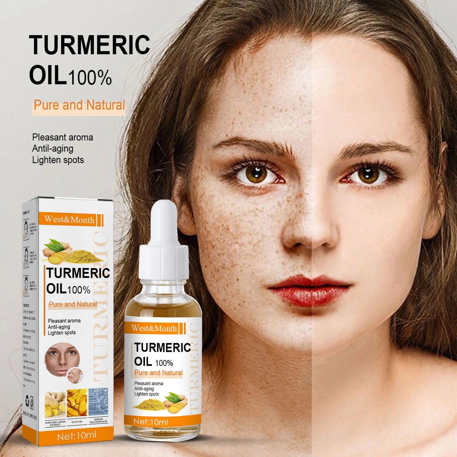 2023 New Turmeric Dark Corrector Serum Oil, Turmeric Face Serum Oil, Bright Skin Dark Corrector Face Serum 10Ml