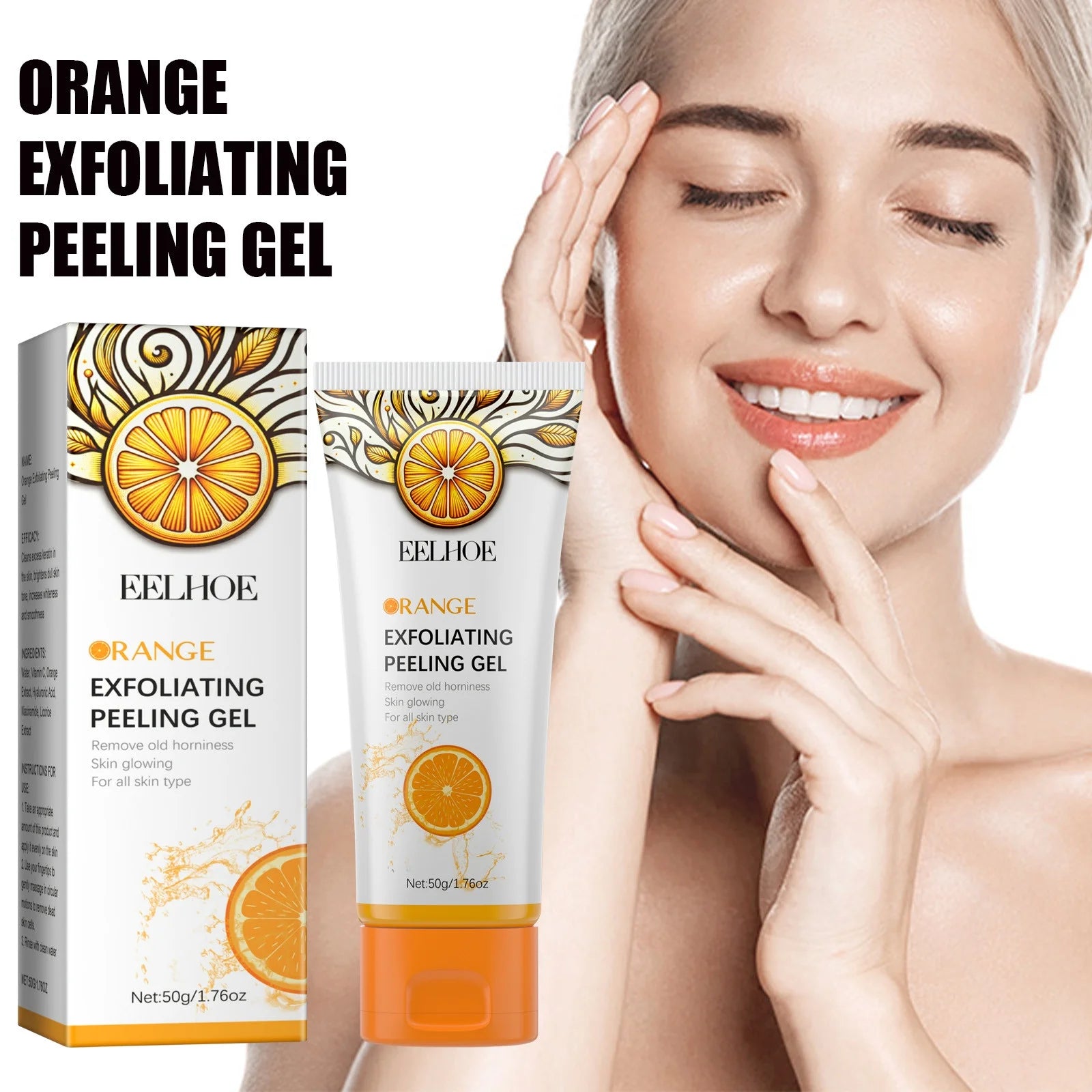 Orange Exfoliating Gel Face and Body Exfoliating Scrub Gel Deep Cleansing Moisturizing Facial Exfoliator 50Ml