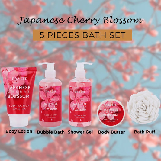 Heel Shoe Spa Gift Set � Cherry Blossom Scented Bath Essentials Gift Basket with Shower Gel, Bubble Bath, Body