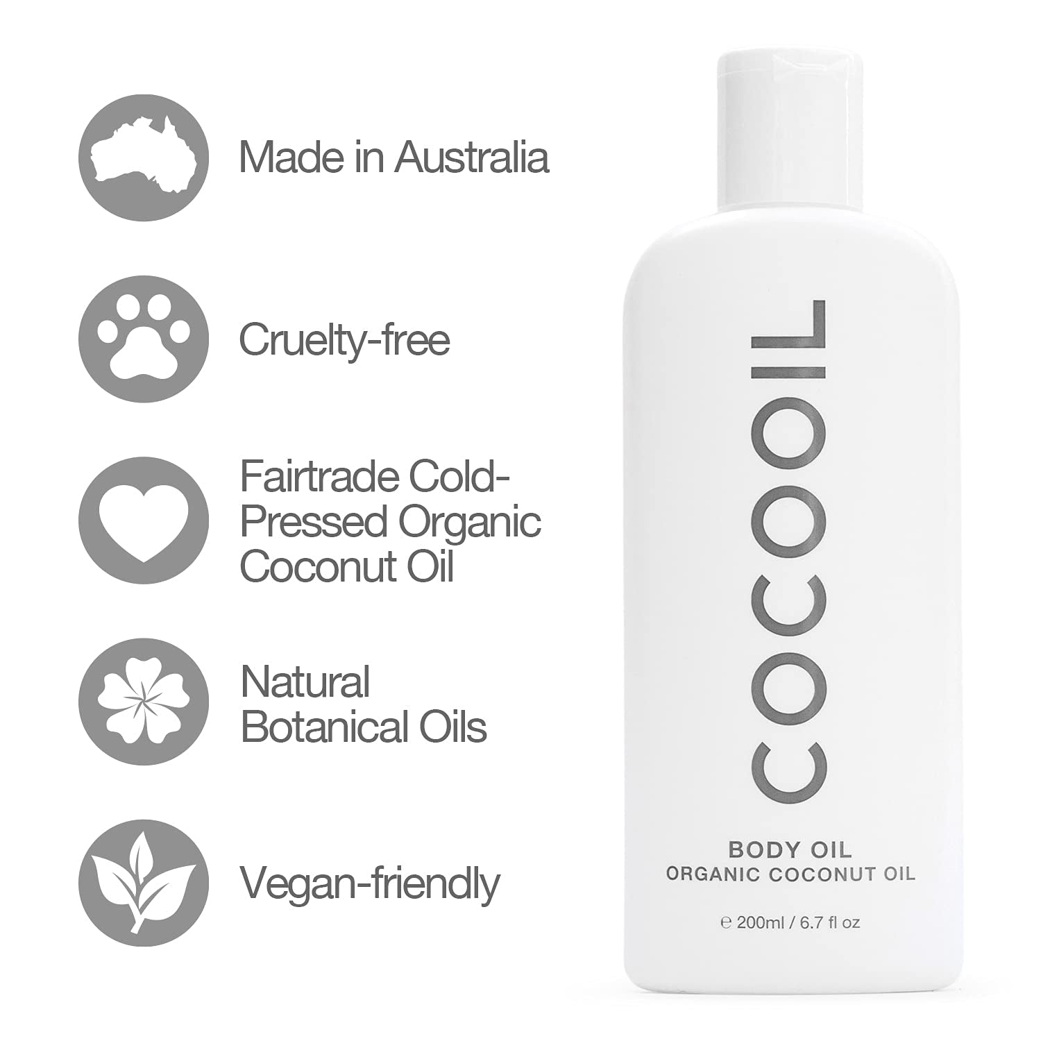 Organic Coconut Body Oil | Natural Botanical Oils, Lightweight, Non-Greasy, Reduces Skin Redness and Roughness | 6.7 Fl. Oz