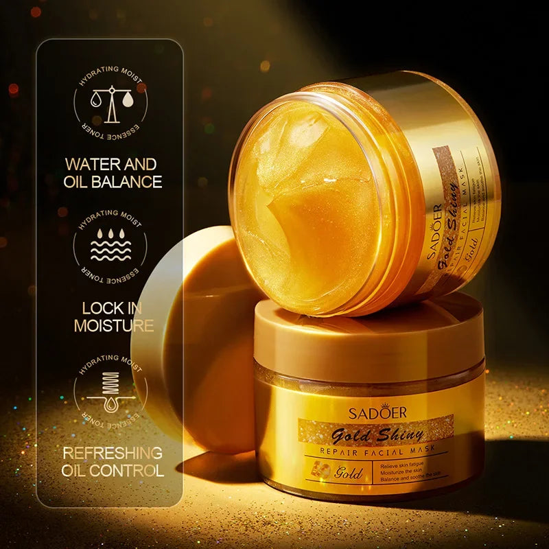 24K Gold Serum Cream Sleeping Mask Repair for Night Whitening Sleeping Beauty Mask Gel Cream Moisturizing Whitening Anti-Wrinkle