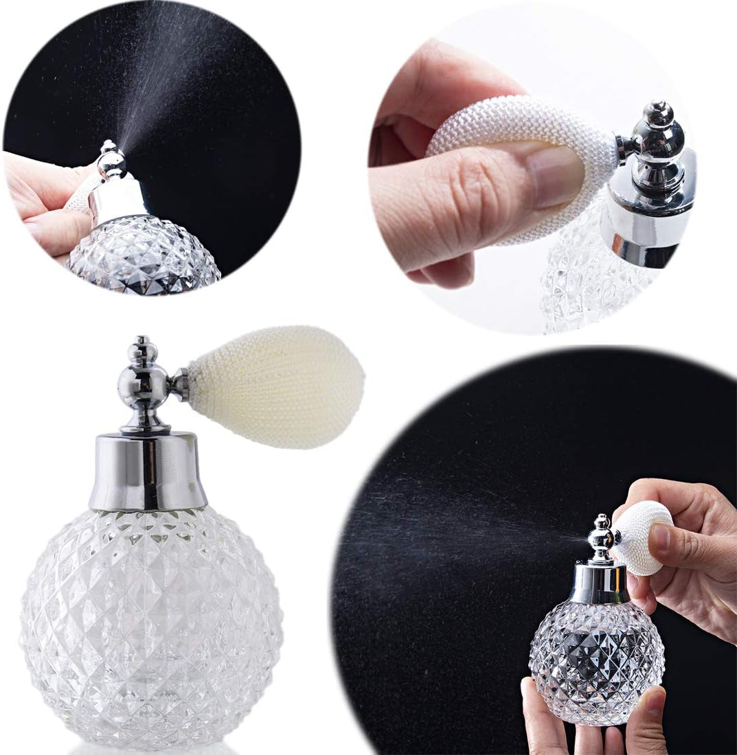 H&D Empty Crystal Vintage Perfume Replacement Spray Bottle Atomizer Luxury Series (Clear)