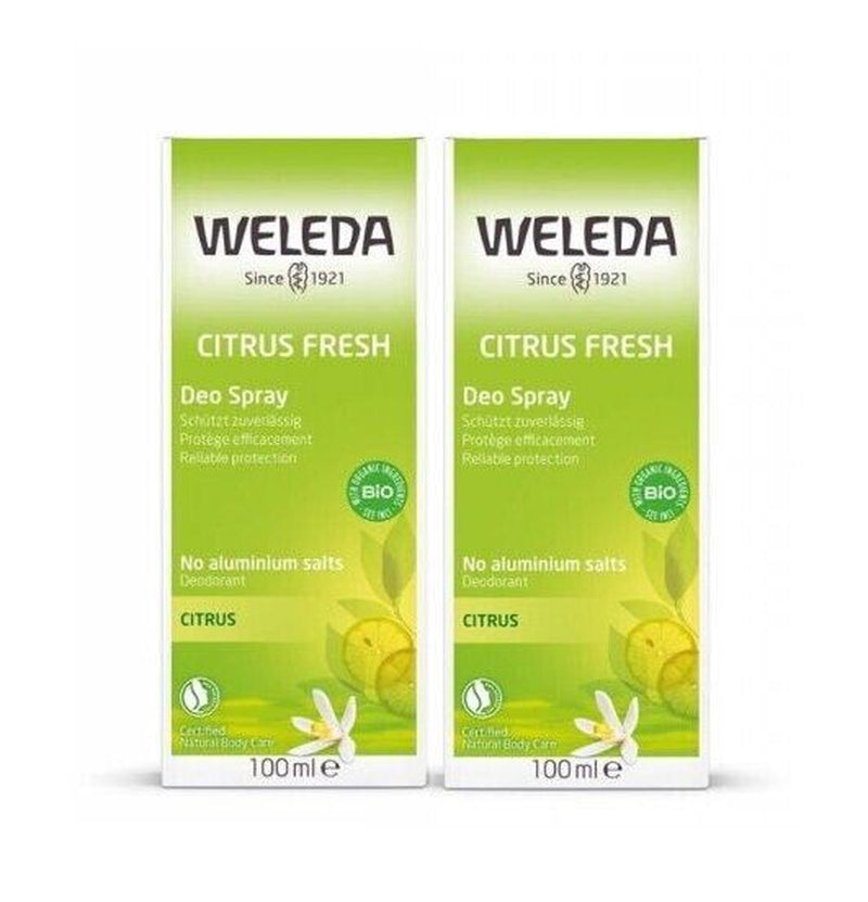 2 X Weleda Deo Spray Citrus Fresh 100Ml Organic Deodorant Spray