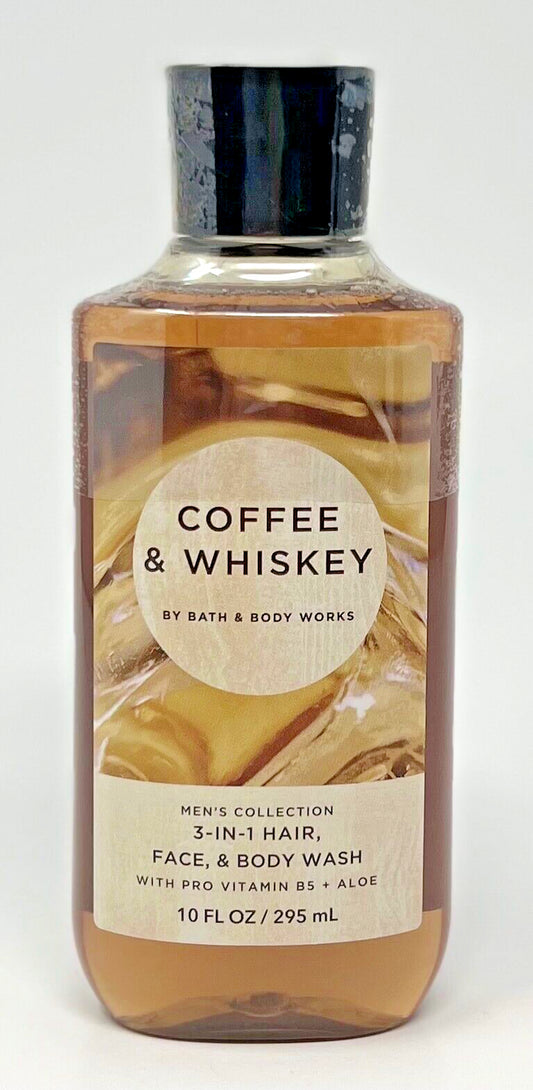 1 BATH & BODY WORKS COFFEE & WHISKEY MEN'S 3 in 1 HAIR FACE BODY WASH SHOWER GEL