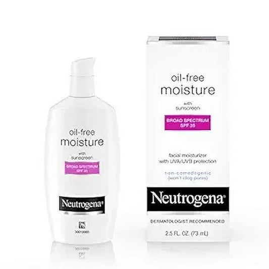 Oil-Free Daily Long Lasting Facial Moisturizer & Neck Cream with SPF 35 Sunscreen & Glycerin, Non-Greasy, Oil-Free & Non-Comedogenic Face Moisturizer, 2.5 Fl. Oz