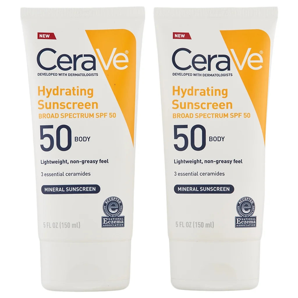 Hydrating Mineral Sunscreen SPF 50, Non-Greasy Lotion, 5Oz, 2-Pack