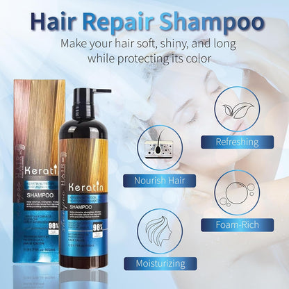 Damaged Hair Treatment Set - Keratin & Collagen Hair Treatment Including Shampoo, Deep Conditioner & Hair Oil, Moisturizing & Nourishing Hair Repair for Dry Hairs & Split Ends (Hair Kit)