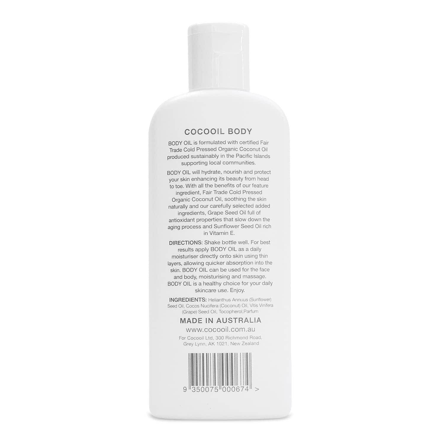 Organic Coconut Body Oil | Natural Botanical Oils, Lightweight, Non-Greasy, Reduces Skin Redness and Roughness | 6.7 Fl. Oz