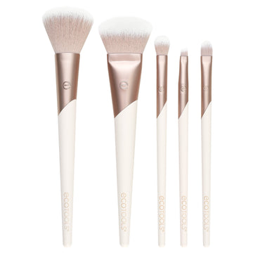 Luxe Natural Makeup Brush Set, for Face, Cheek, and Eye Makeup, 5 Piece Set