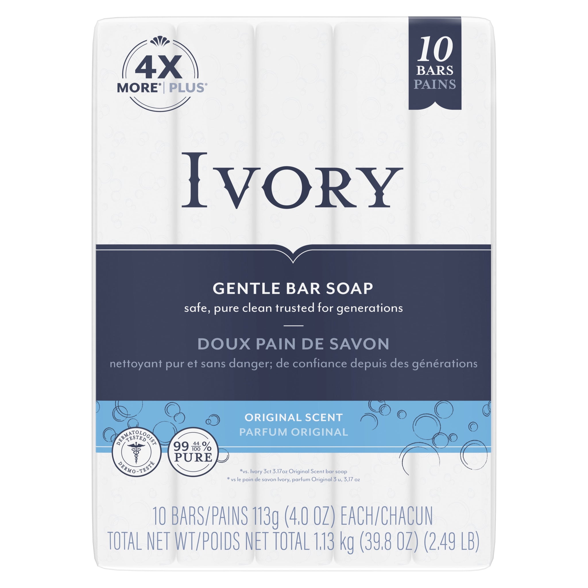 Gentle Bar Soap, Original Scent, 4 Oz, 10 Count