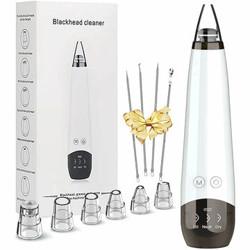 Blackhead Remover Pore Vacuum Cleaner Pimple Extractor - Facial Pore Cleaner Pore Extractor - Electric USB Pore Vacuum with 5 Probes - Blackhead Suction Tool - Blackhead Remover Kit (White)