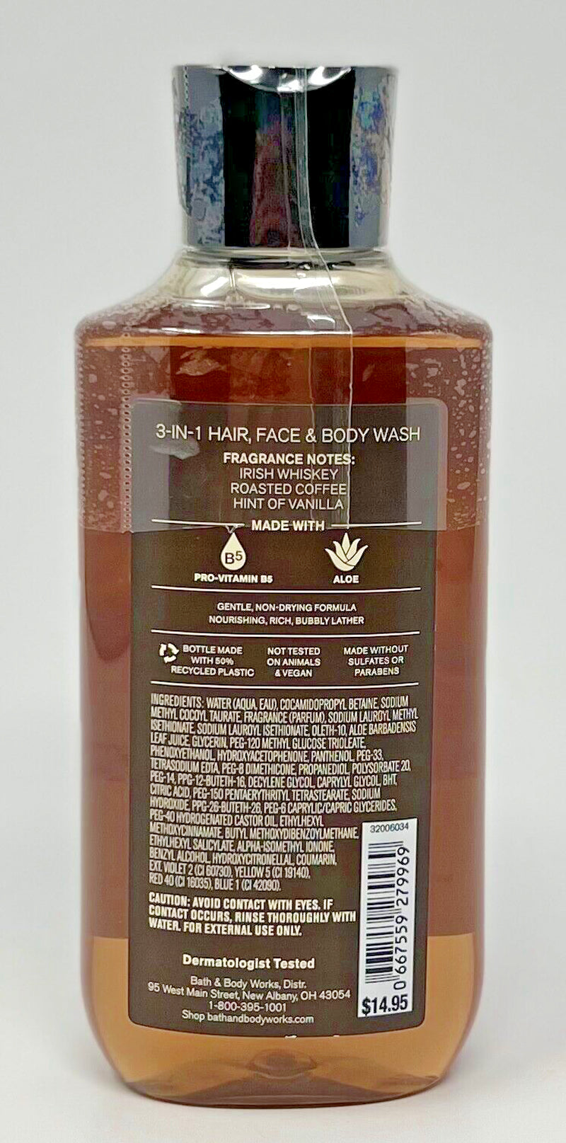 1 BATH & BODY WORKS COFFEE & WHISKEY MEN'S 3 in 1 HAIR FACE BODY WASH SHOWER GEL