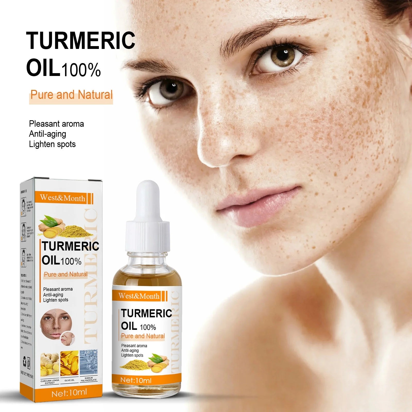 2023 New Turmeric Dark Corrector Serum Oil, Turmeric Face Serum Oil, Bright Skin Dark Corrector Face Serum 10Ml