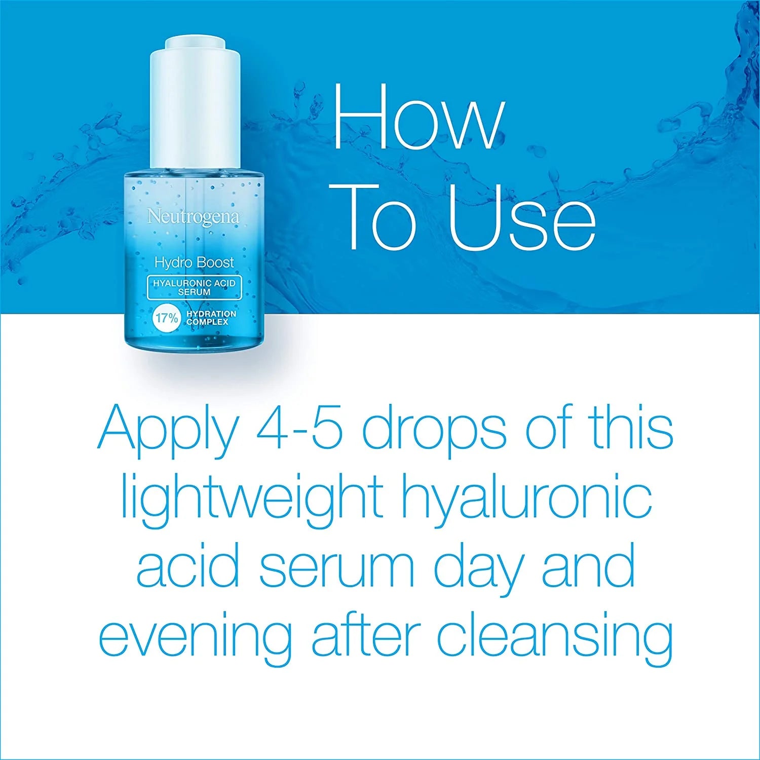 Hydro Boost Hyaluronic Acid Serum with 17% Hydration Complex, Lightweight Daily Hyaluronic Acid Facial Serum for Dry Skin, Oil-Free Fragrance-Free, 1 Fl Oz