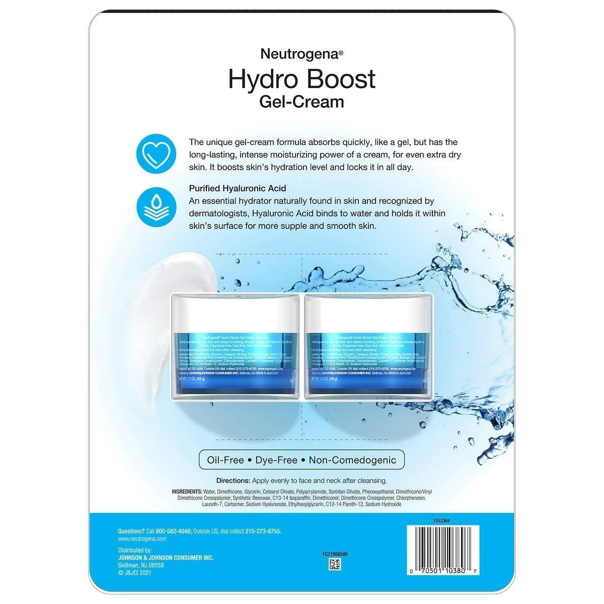 Hydro Boost Gel Cream Moisturizer for Dry Skin - 50 Ml - 2 Pack