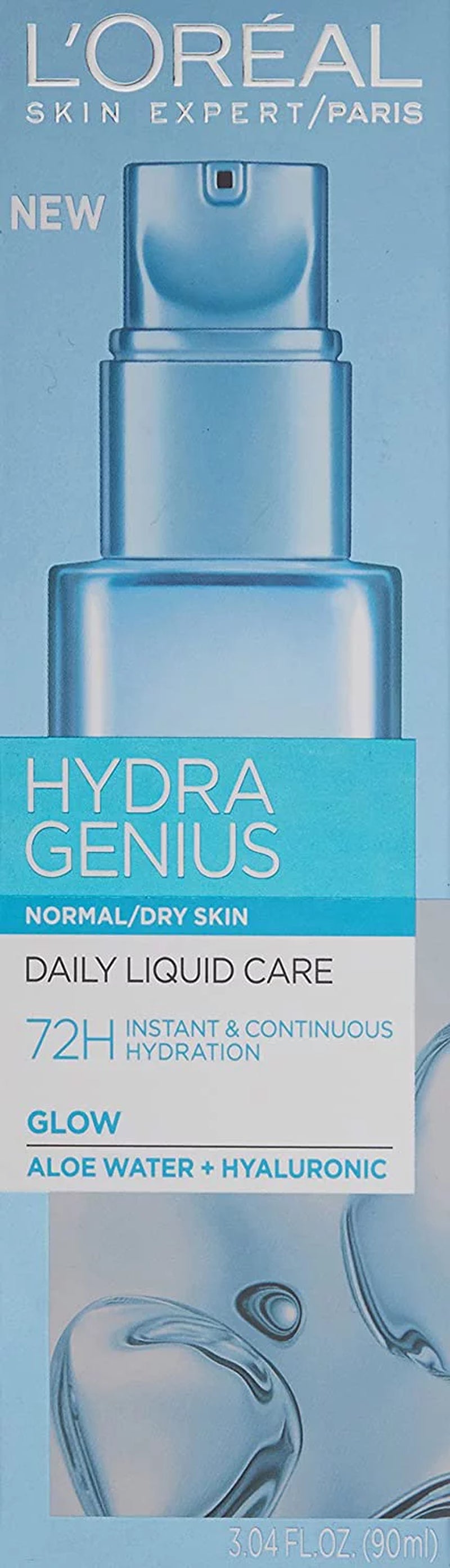 Skincare Hydra Genius Daily Liquid Care Oil-Free Face Moisturizer for Normal to Dry Skin, Hyaluronic Acid Moisturizer for Face with Aloe Water and Hyaluronic Acid, 3.04 Fl. Oz.