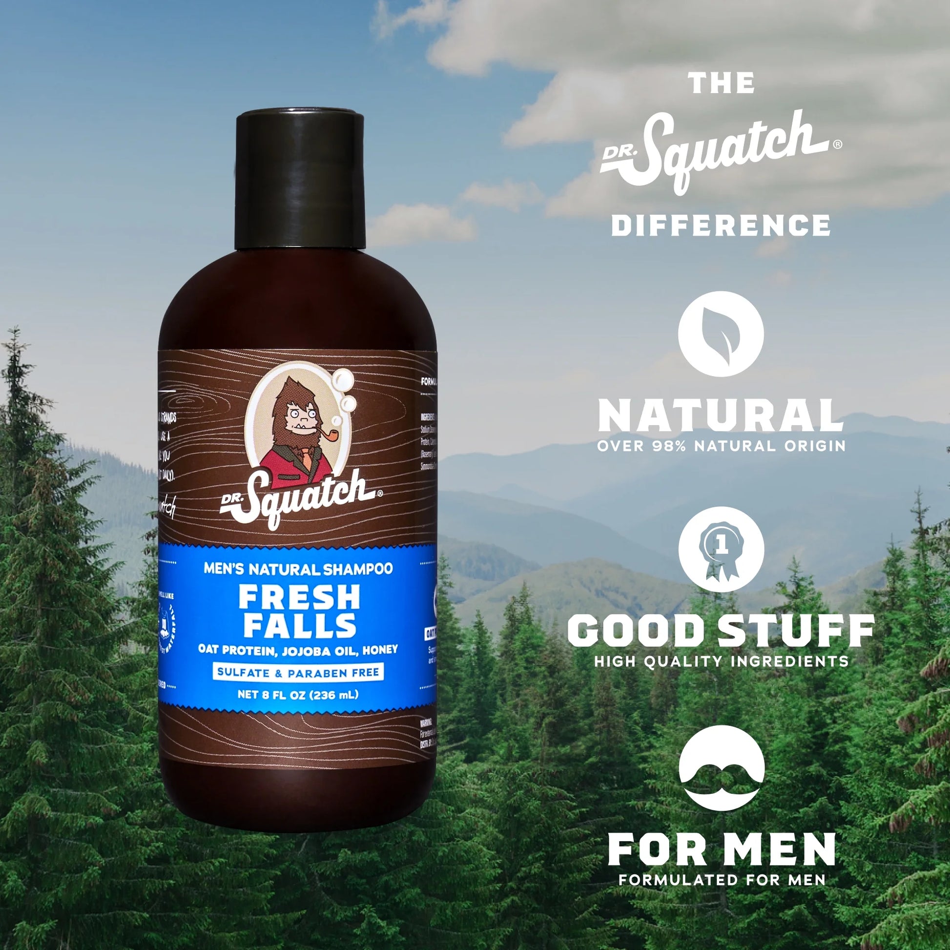 Fresh Falls Hair Shampoo Natural Shampoo for Men, 8 Fl Oz