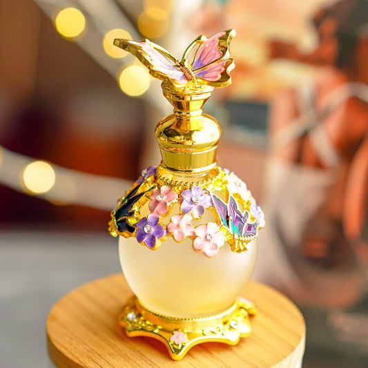 YU FENG 15ML Vintage Butterfly Decorative Perfume Bottles Empty Refillable Reusable Perfume Container Fancy Essential Oils Dropper Bottle Decor