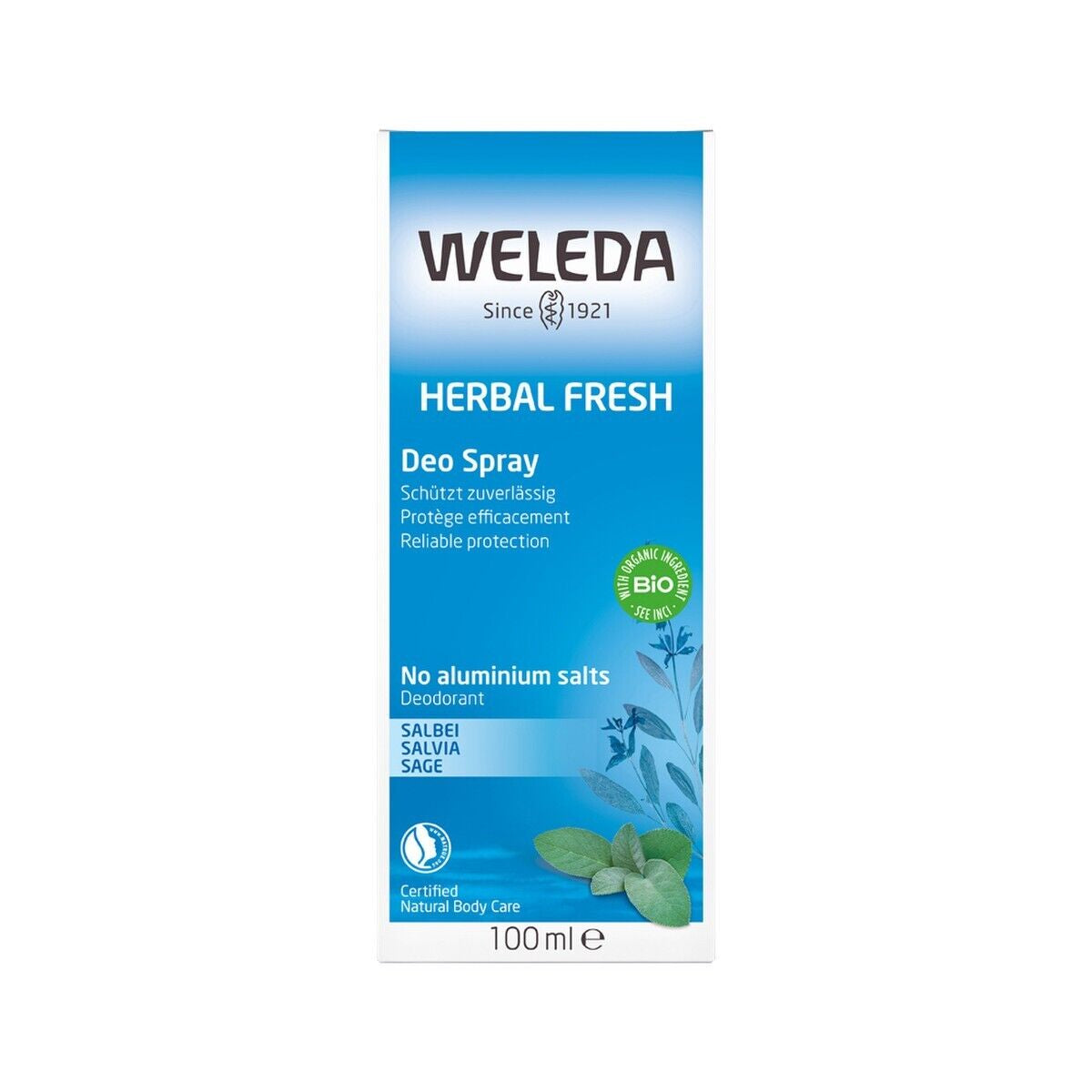 New Weleda Deo Spray Herbal Fresh 100Ml Sage Deodorant Fragrance Spray